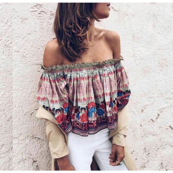 Anthropologie Villa Floral Crop Top NWT - Picture 2 of 10